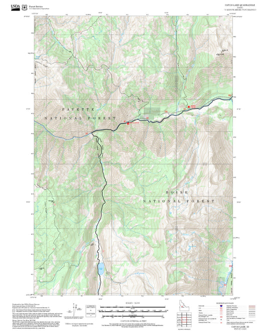 2025 Forest Service Topo Map of Caton Lake Idaho