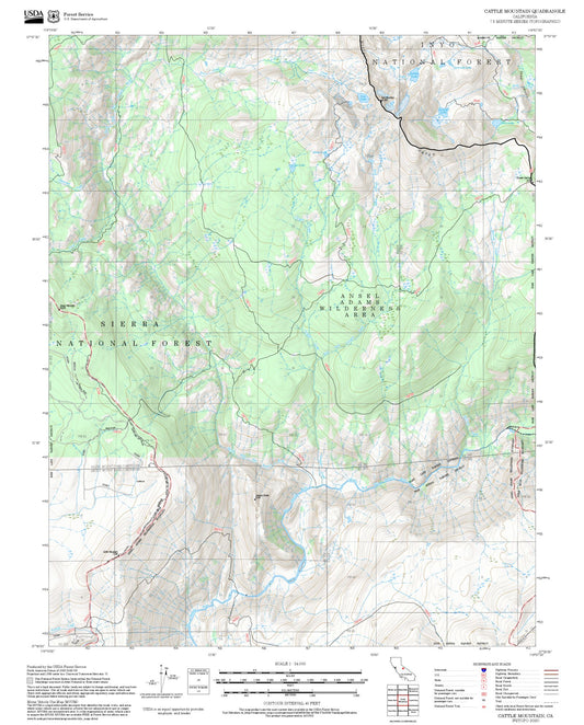 2025 Forest Service Topo Map of Cattle Mountain California