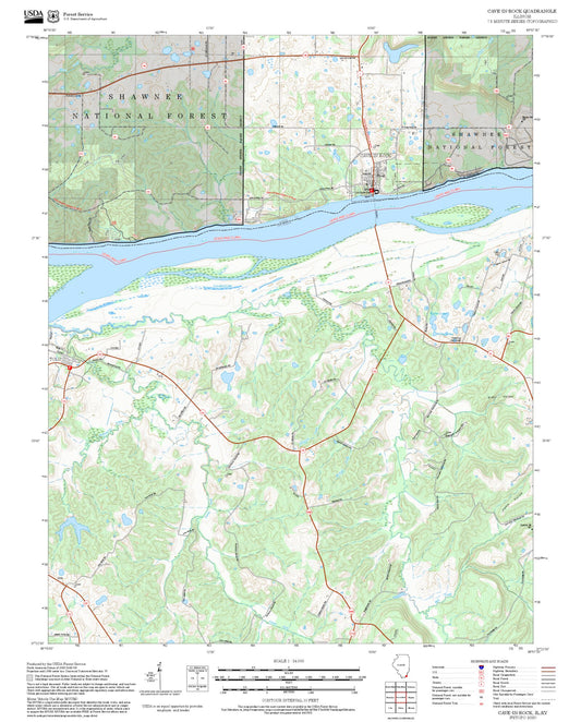 2025 Forest Service Topo Map of Cave-in-Rock Illinois