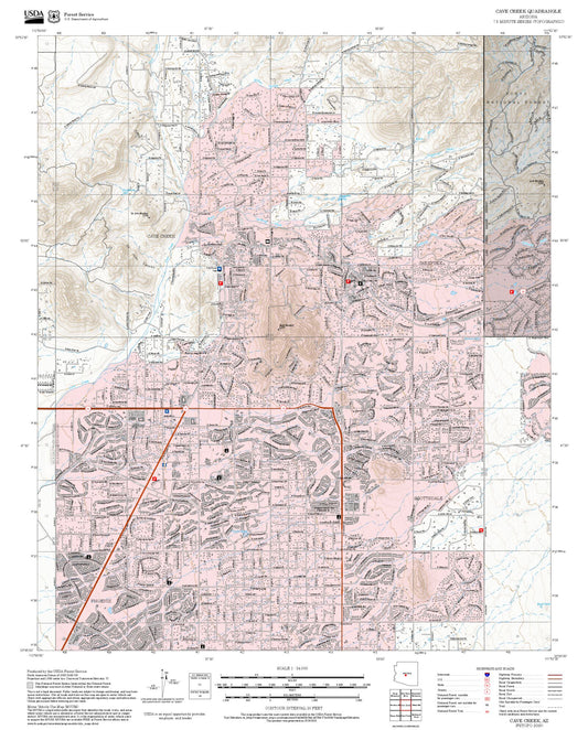 2025 Forest Service Topo Map of Cave Creek Arizona