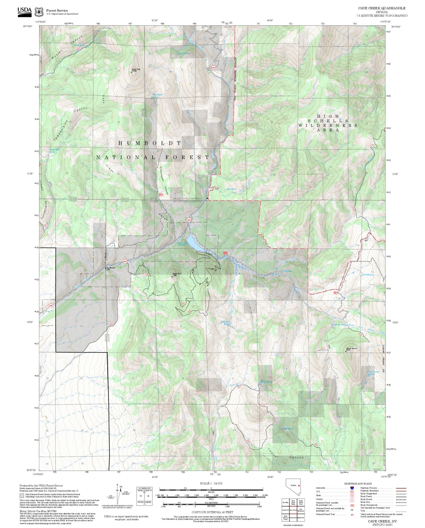 2025 Forest Service Topo Map of Cave Creek Nevada