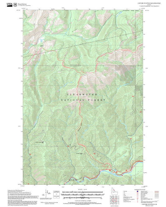 2025 Forest Service Topo Map of Cayuse Junction Idaho