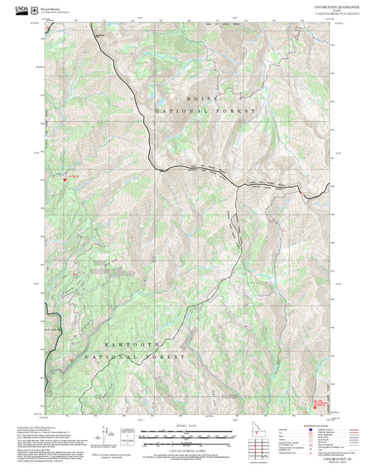 2025 Forest Service Topo Map of Cayuse Point Idaho