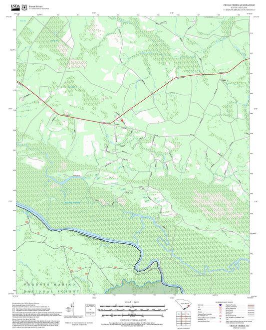 2025 Forest Service Topo Map of Cedar Creek South Carolina
