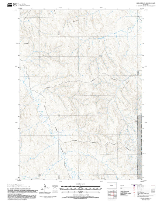 2025 Forest Service Topo Map of Cedar Draw Wyoming