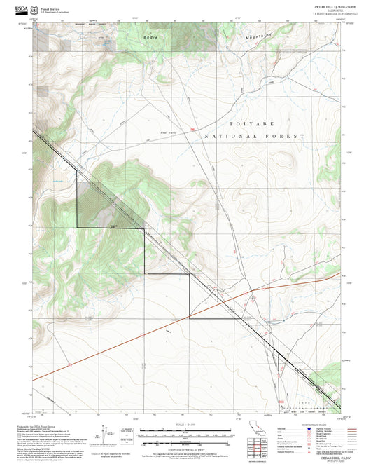 2025 Forest Service Topo Map of Cedar Hill California