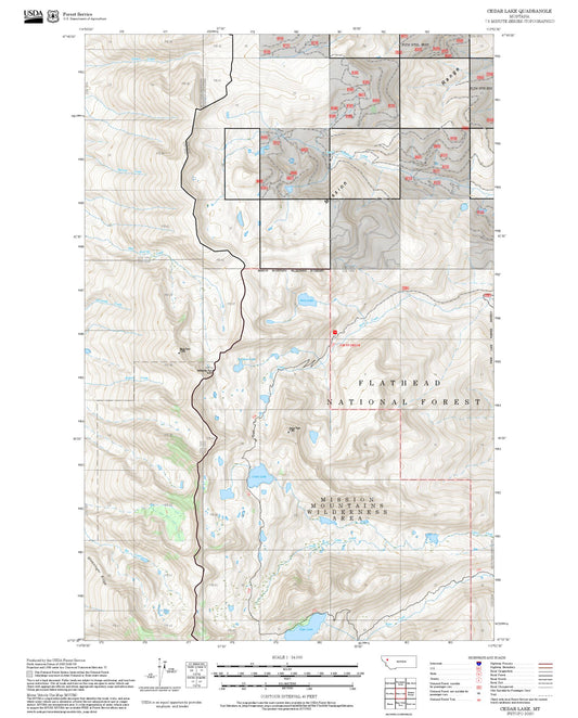 2025 Forest Service Topo Map of Cedar Lake Montana