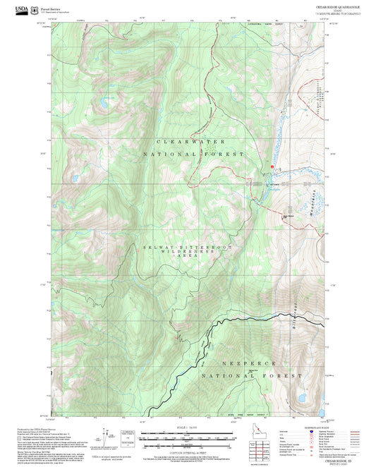 2025 Forest Service Topo Map of Cedar Ridge Idaho