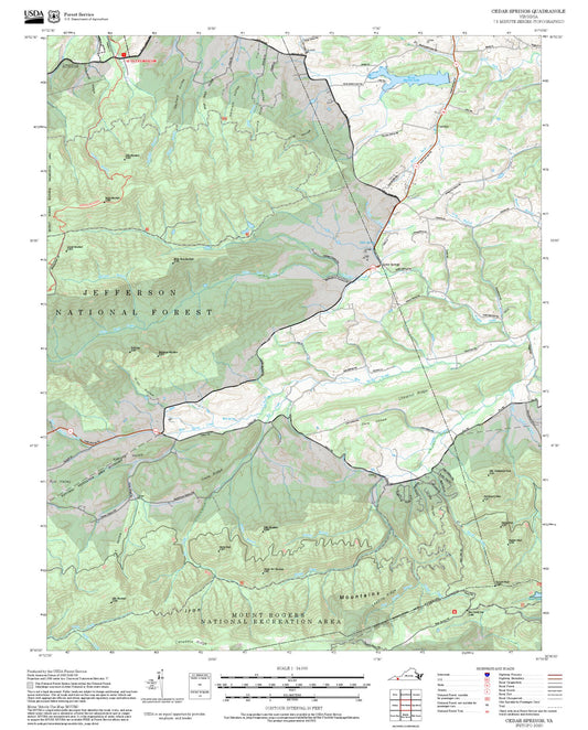 2025 Forest Service Topo Map of Cedar Springs Virginia