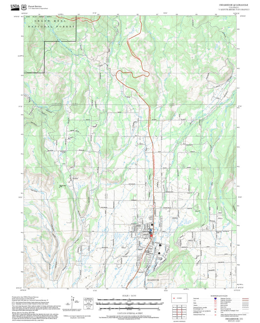 2025 Forest Service Topo Map of Cedaredge Colorado