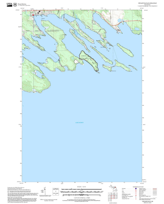 2025 Forest Service Topo Map of Cedarville Michigan
