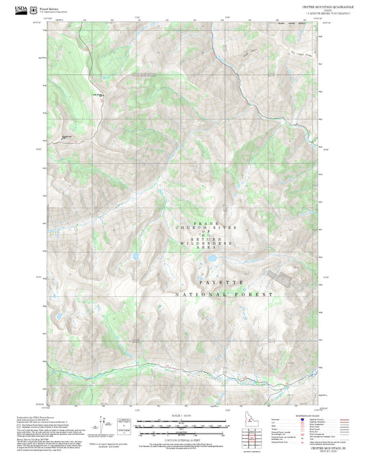 2025 Forest Service Topo Map of Center Mountain Idaho