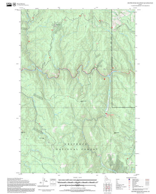 2025 Forest Service Topo Map of Center Star Mountain Idaho