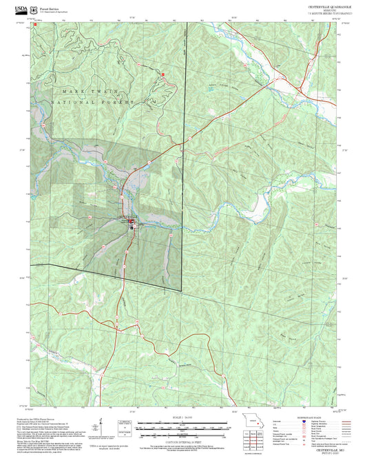 2025 Forest Service Topo Map of Centerville Missouri