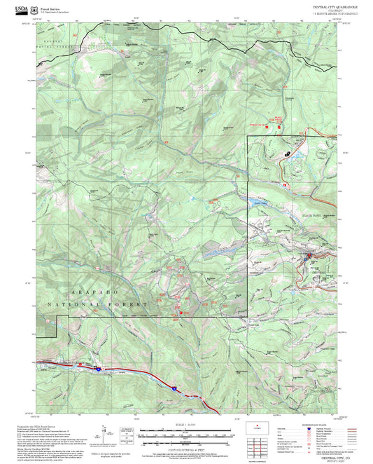 2025 Forest Service Topo Map of Central City Colorado