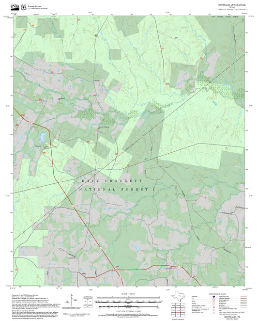 2025 Forest Service Topo Map of Centralia Texas