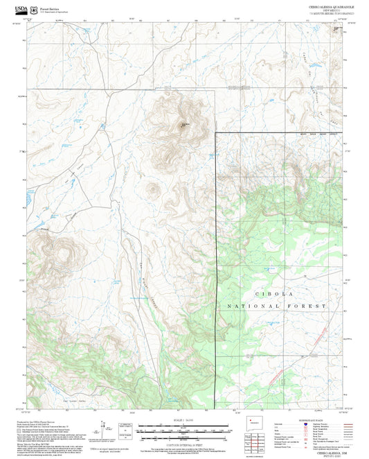 2025 Forest Service Topo Map of Cerro Alesna New Mexico