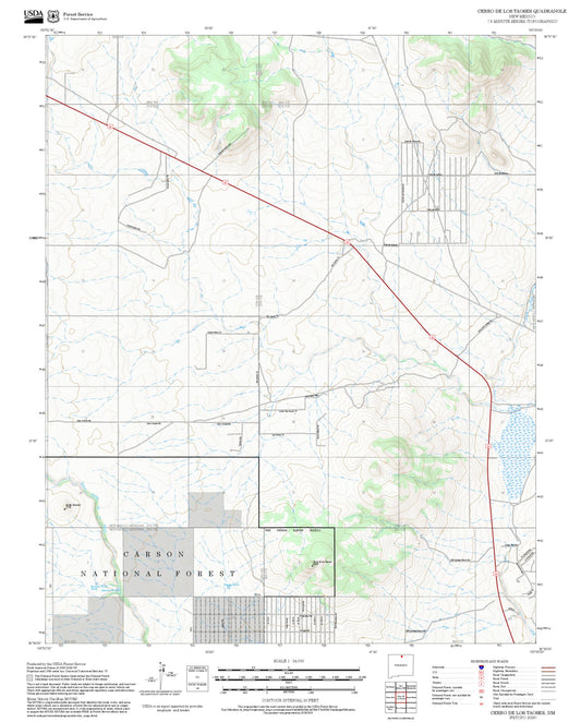 2025 Forest Service Topo Map of Cerro De Los Taoses New Mexico