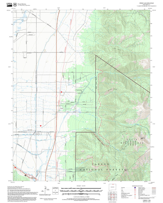 2025 Forest Service Topo Map of Cerro New Mexico