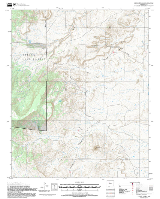 2025 Forest Service Topo Map of Cerro Tinaja New Mexico