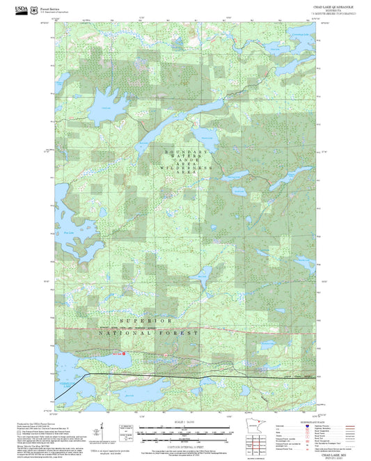 2025 Forest Service Topo Map of Chad Lake Minnesota