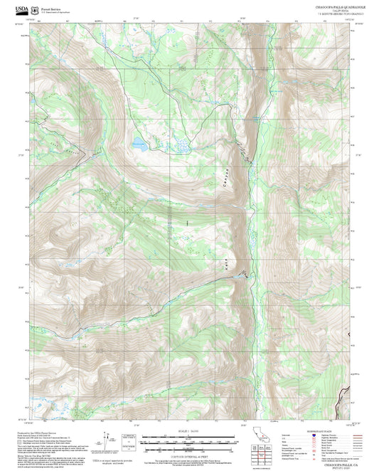 2025 Forest Service Topo Map of Chagoopa Falls California
