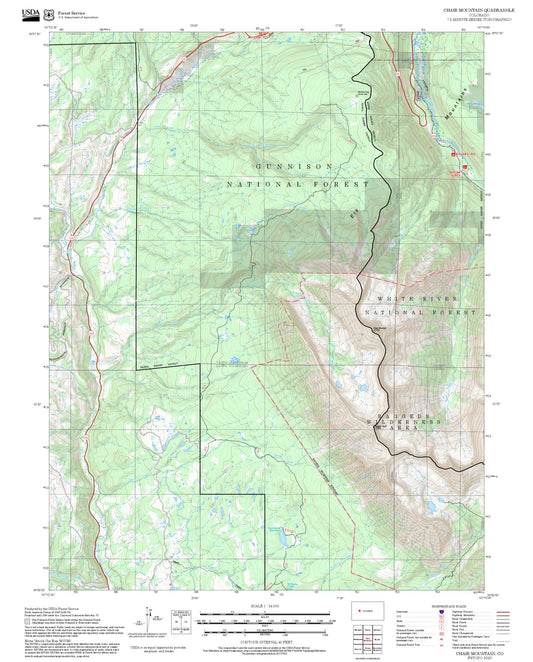 2025 Forest Service Topo Map of Chair Mountain Colorado
