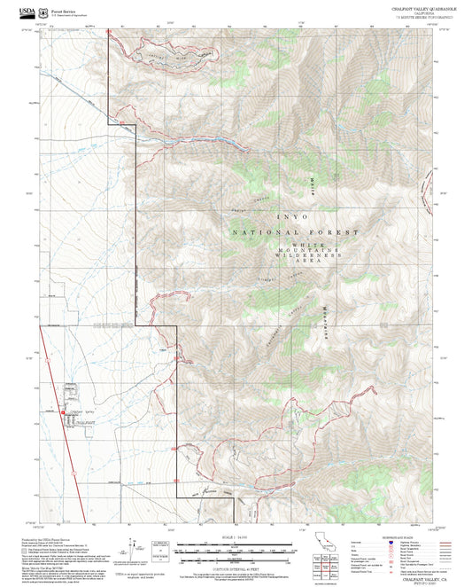 2025 Forest Service Topo Map of Chalfant Valley California