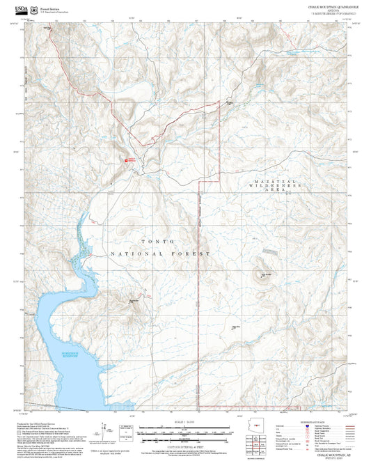 2025 Forest Service Topo Map of Chalk Mountain Arizona