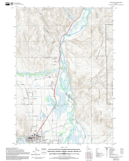 2025 Forest Service Topo Map of Challis Idaho