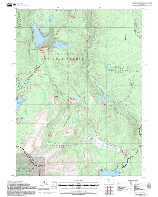 2025 Forest Service Topo Map of Chambers Lake Colorado