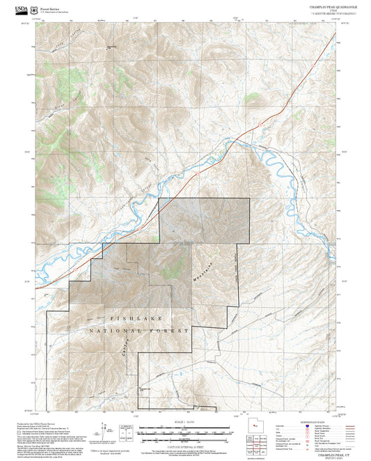 2025 Forest Service Topo Map of Champlin Peak Utah