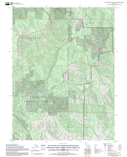 2025 Forest Service Topo Map of Chanchelulla Peak California
