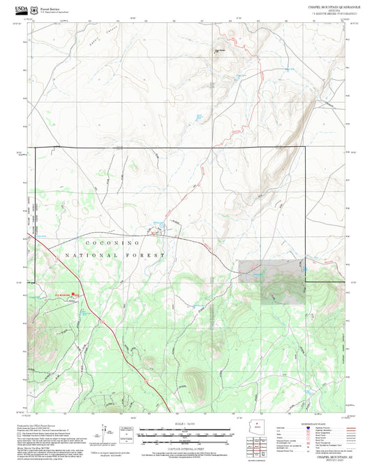2025 Forest Service Topo Map of Chapel Mountain Arizona