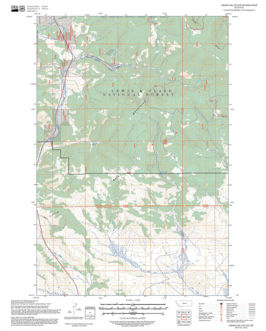2025 Forest Service Topo Map of Charcoal Gulch Montana
