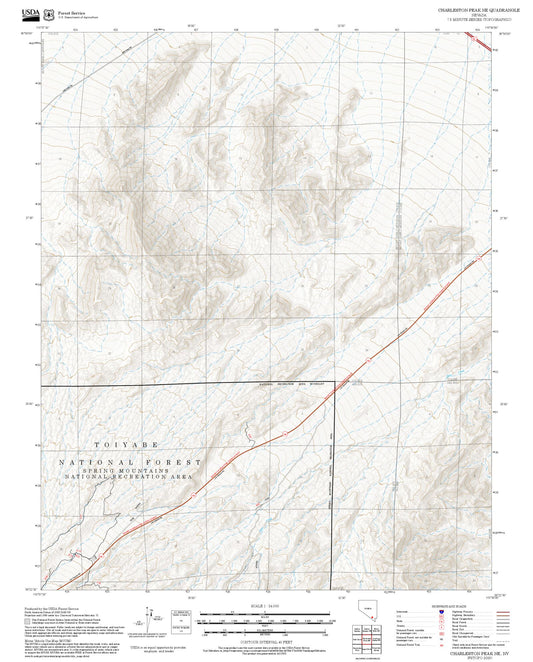 2025 Forest Service Topo Map of Charleston Peak NE Nevada