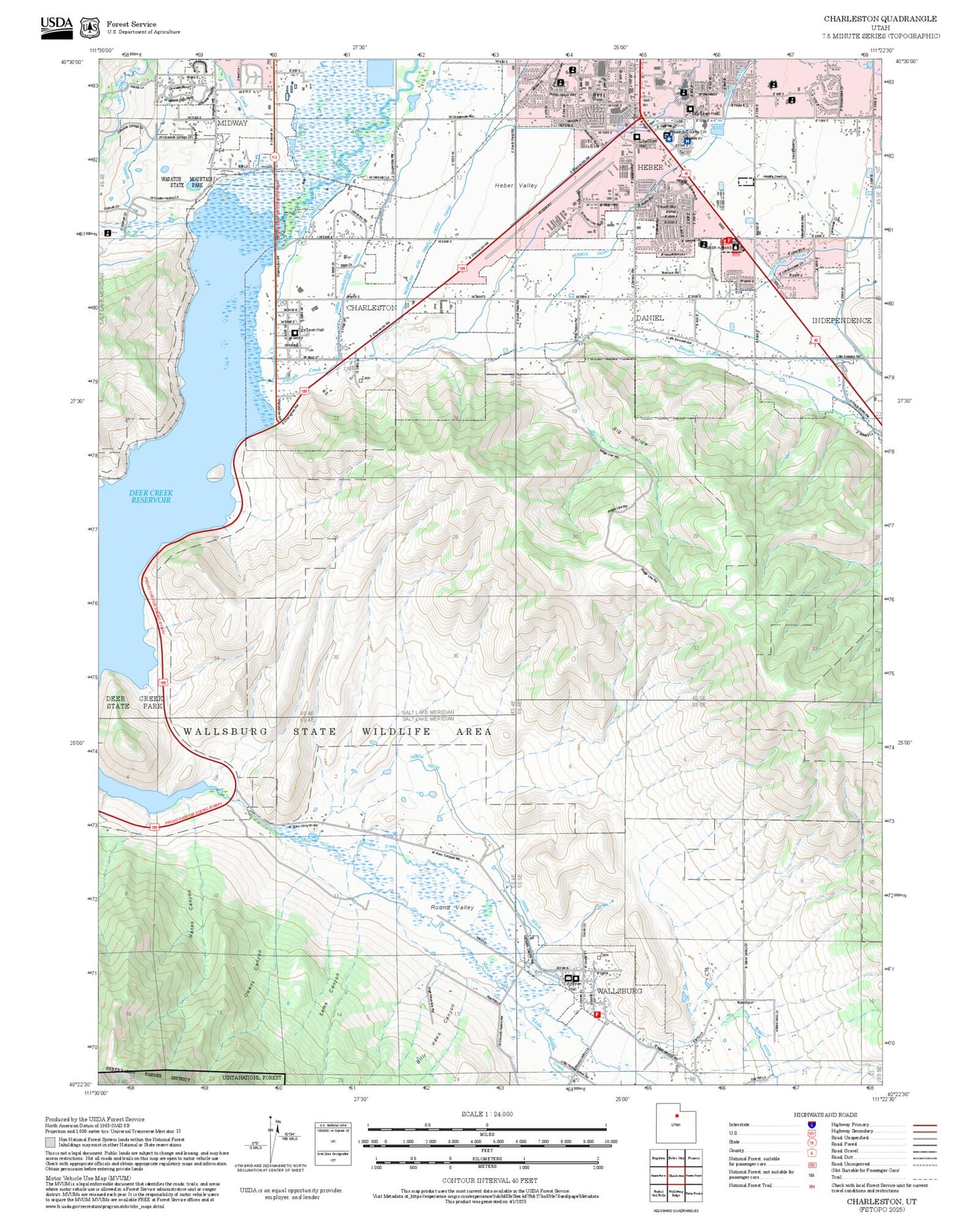 2025 Forest Service Topo Map of Charleston Utah