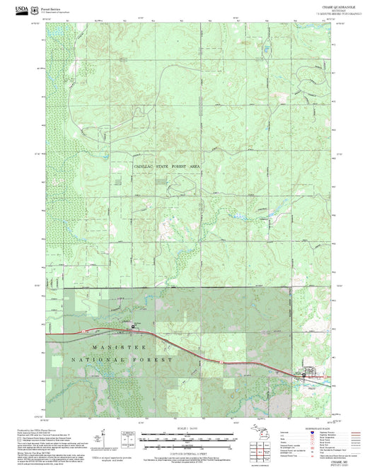 2025 Forest Service Topo Map of Chase Michigan