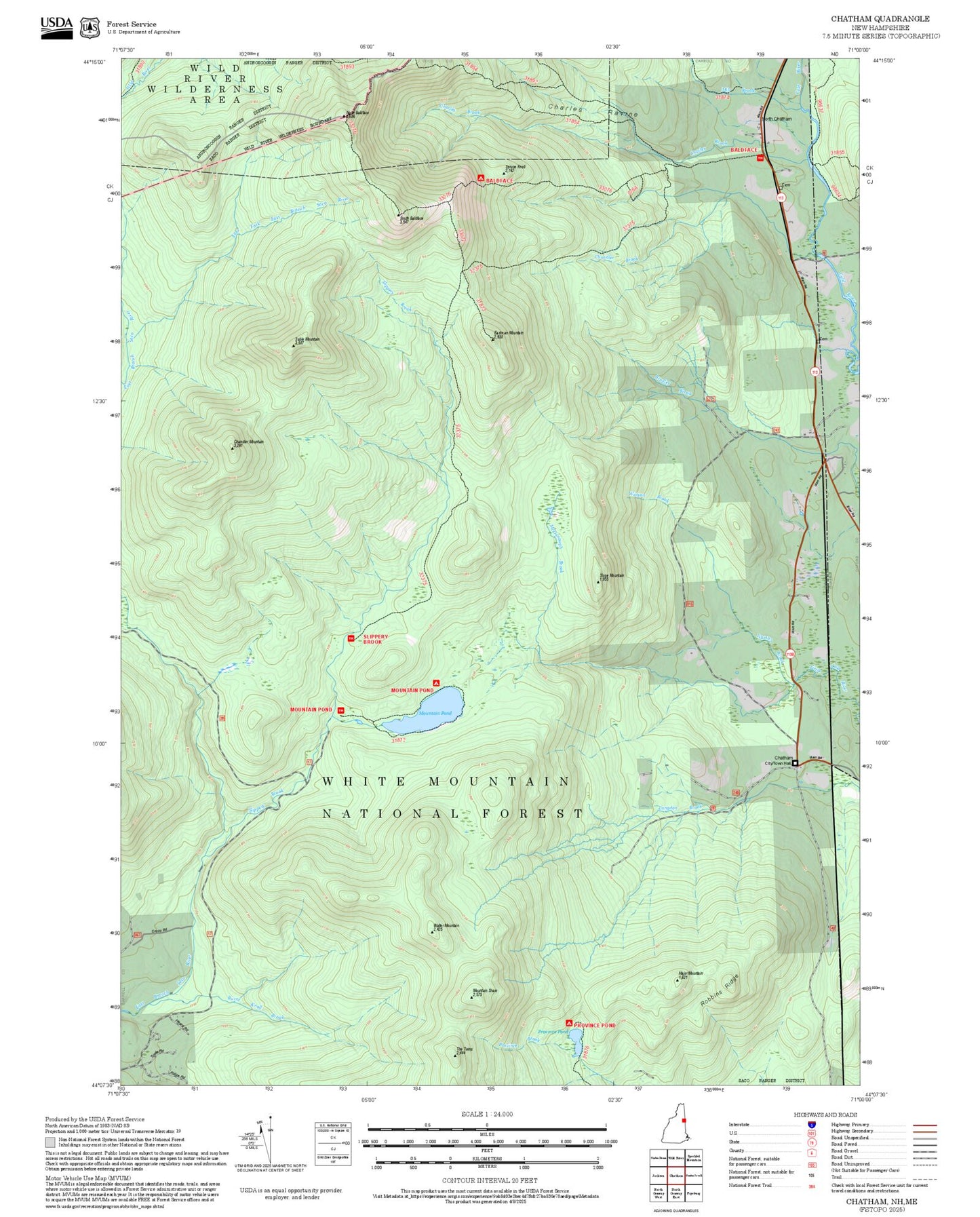 2025 Forest Service Topo Map of Chatham New Hampshire