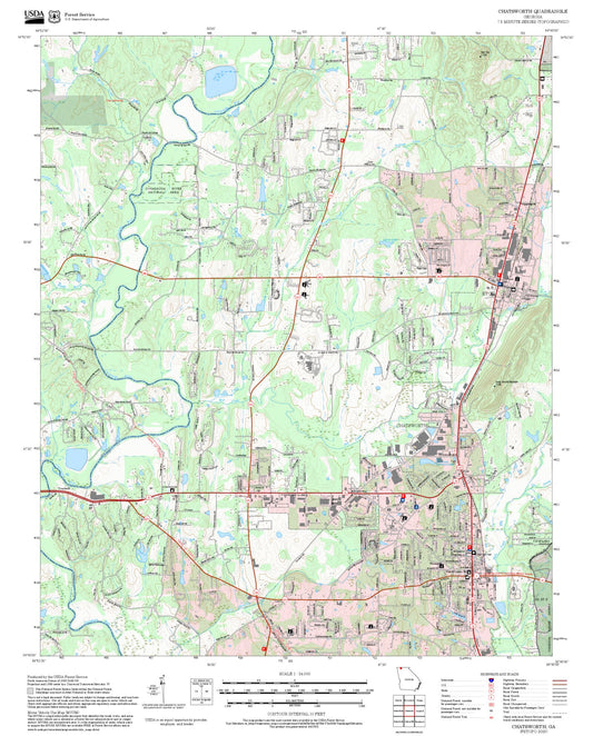 2025 Forest Service Topo Map of Chatsworth Georgia