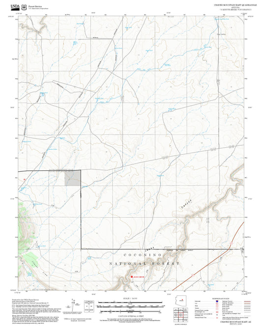 2025 Forest Service Topo Map of Chavez Mountain East Arizona