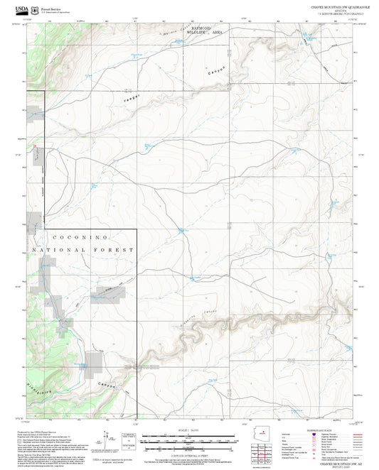 2025 Forest Service Topo Map of Chavez Mountain NW Arizona