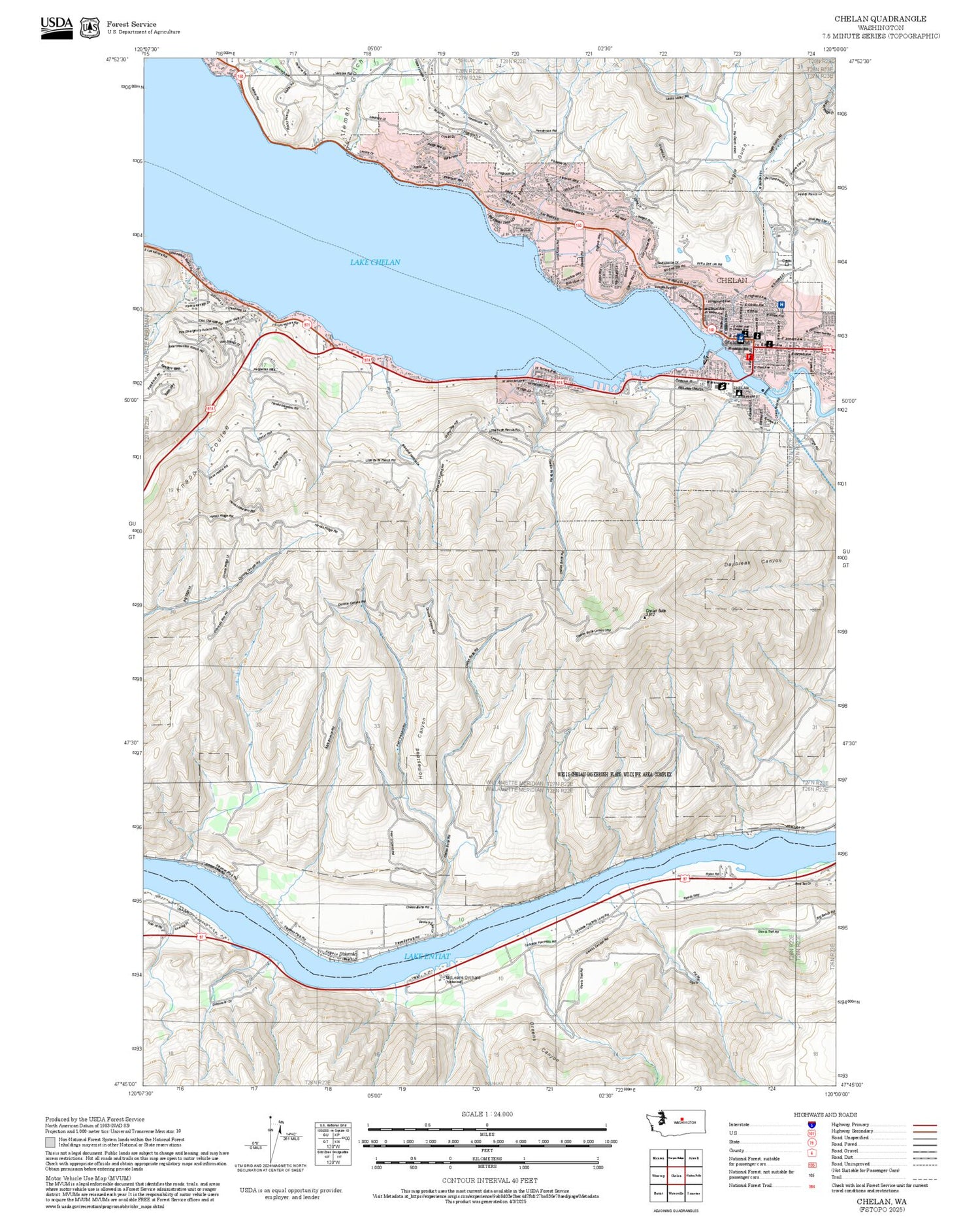 2025 Forest Service Topo Map of Chelan Washington