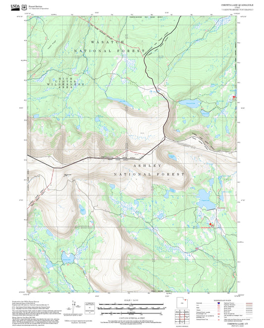 2025 Forest Service Topo Map of Chepeta Lake Utah