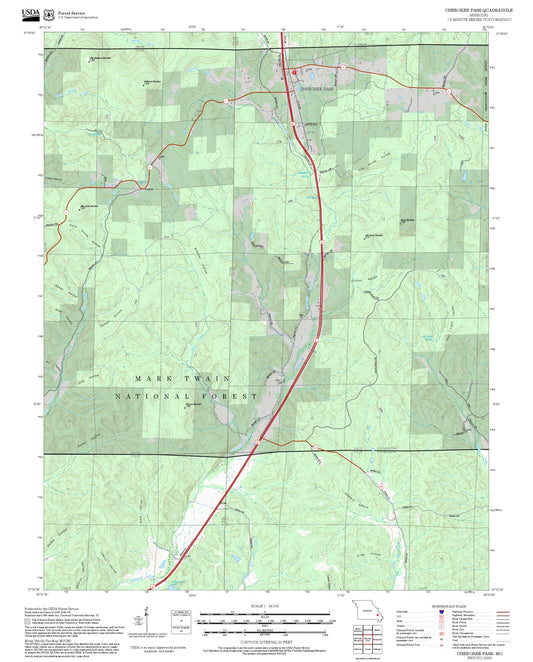 2025 Forest Service Topo Map of Cherokee Pass Missouri