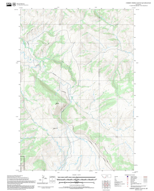 2025 Forest Service Topo Map of Cherry Creek Canyon Montana