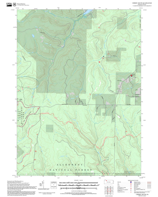 2025 Forest Service Topo Map of Cherry Grove Pennsylvania