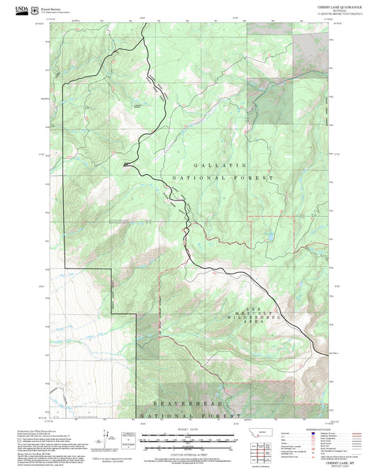 2025 Forest Service Topo Map of Cherry Lake Montana