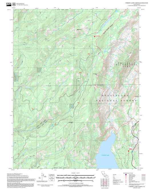 2025 Forest Service Topo Map of Cherry Lake North California