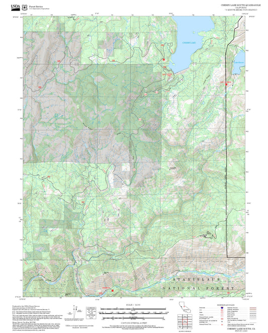 2025 Forest Service Topo Map of Cherry Lake South California